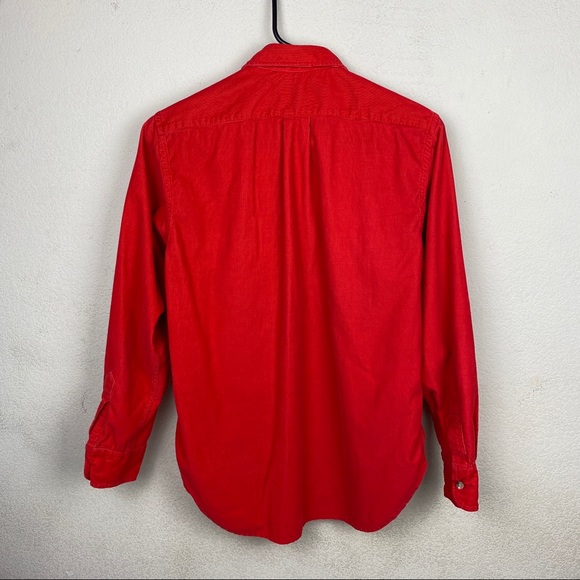 Corduroy Button Up Shirt Red Collar Jacket Pierre Cardin Womens Size 14 - Picture 7 of 9